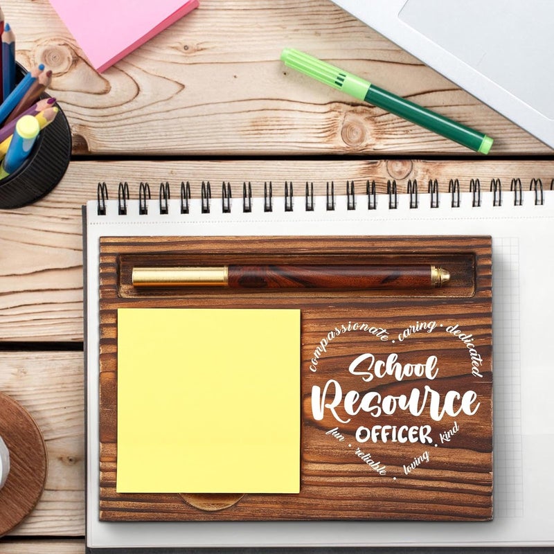 YODOCAMP School Resource Officer Gift Sticky Note Holder Wooden, Thank You SRO, Appreciation Gift for School Resource Officer Social Worker Office Decor Desk Self-Stick Note Pad Holders TZP15 - Image 2